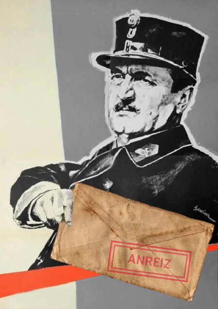 Hans Moser als Briefträger im Film „Der Millionär“, 1945